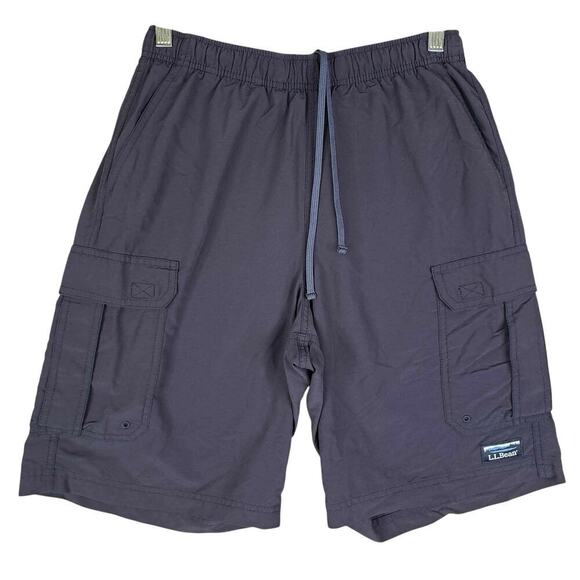LL Bean Cargo Shorts Men's Size Small Lined Drawstring Pull On Athletic Blue - Picture 2 of 11